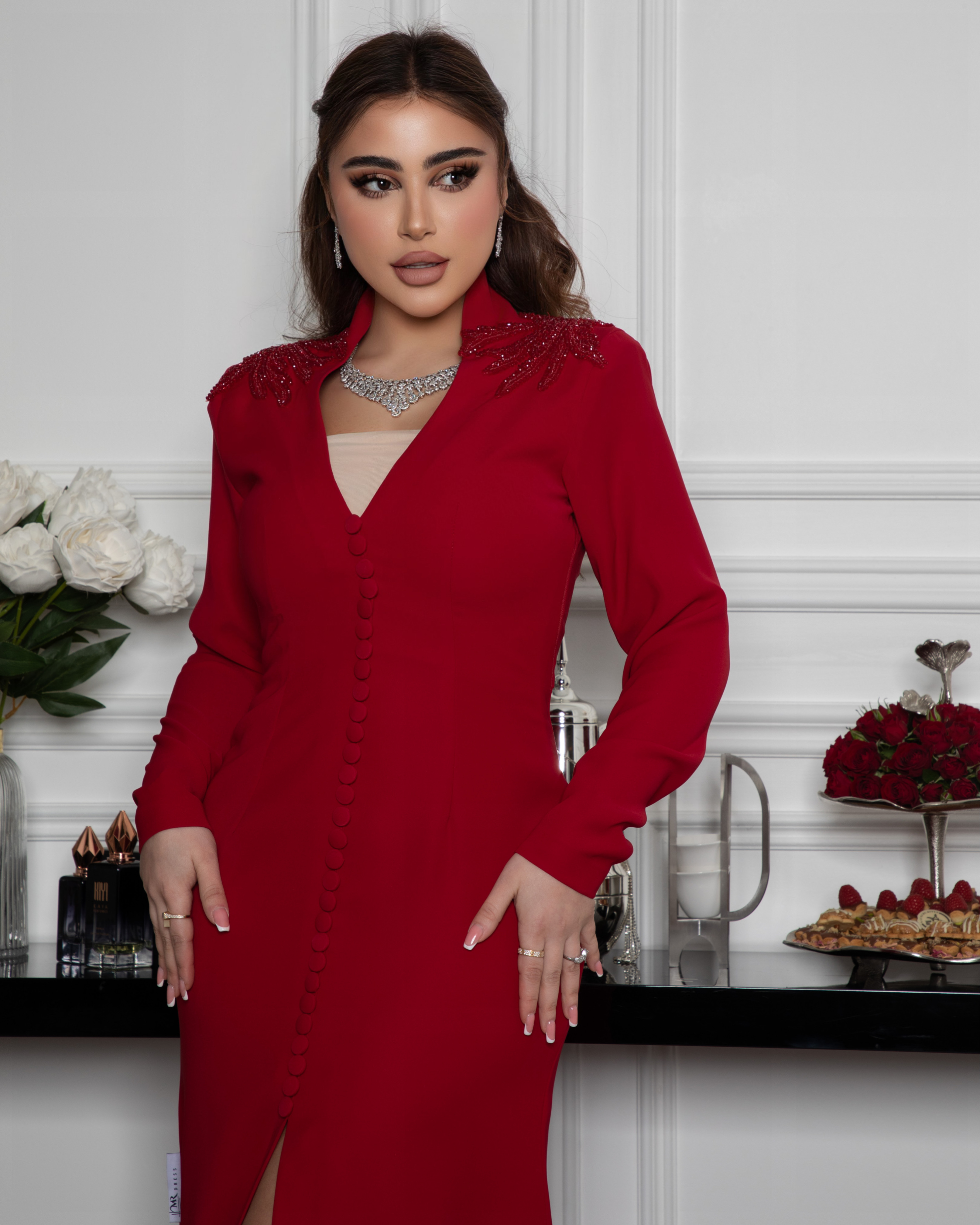 Red evening dress