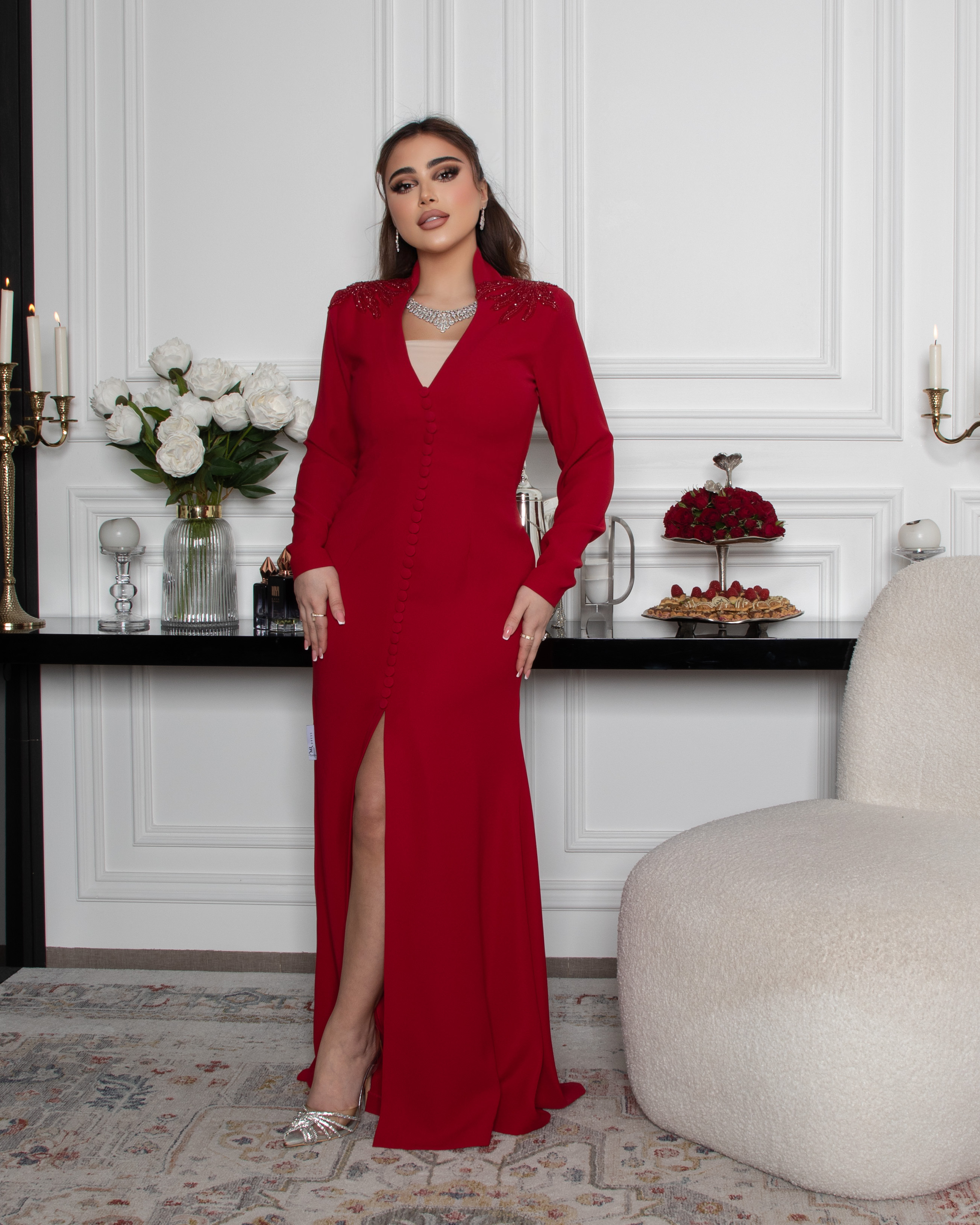 Red evening dress
